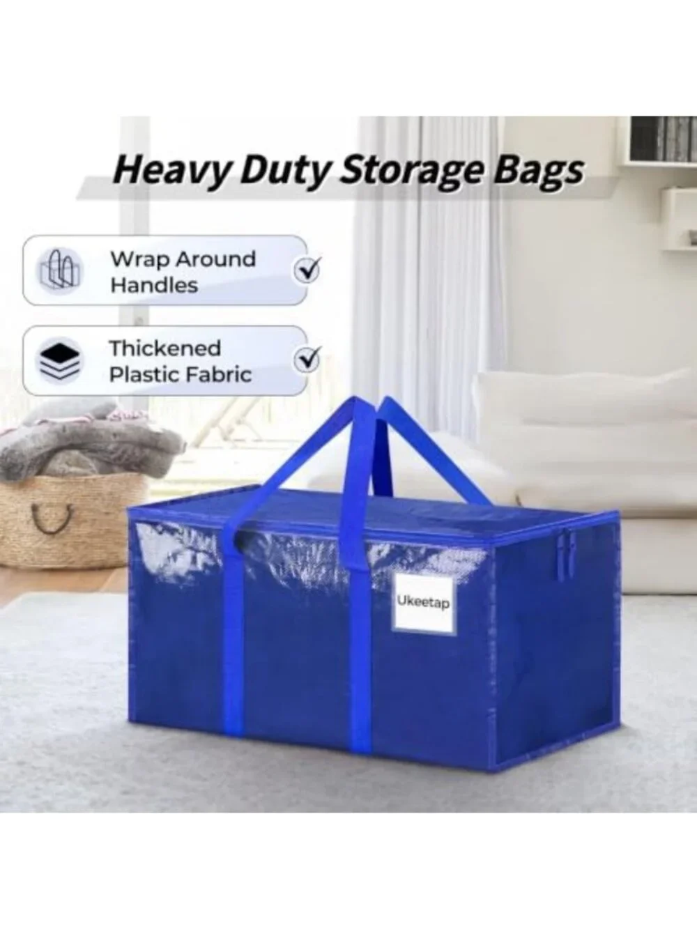 Extra Large Blue Clothes Storage Bins with Lids - 8 Pack, Organize & Simplify!